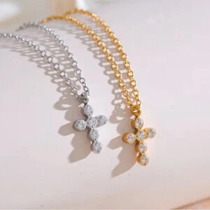 Anthropologie Silver and Gold Cross Necklaces